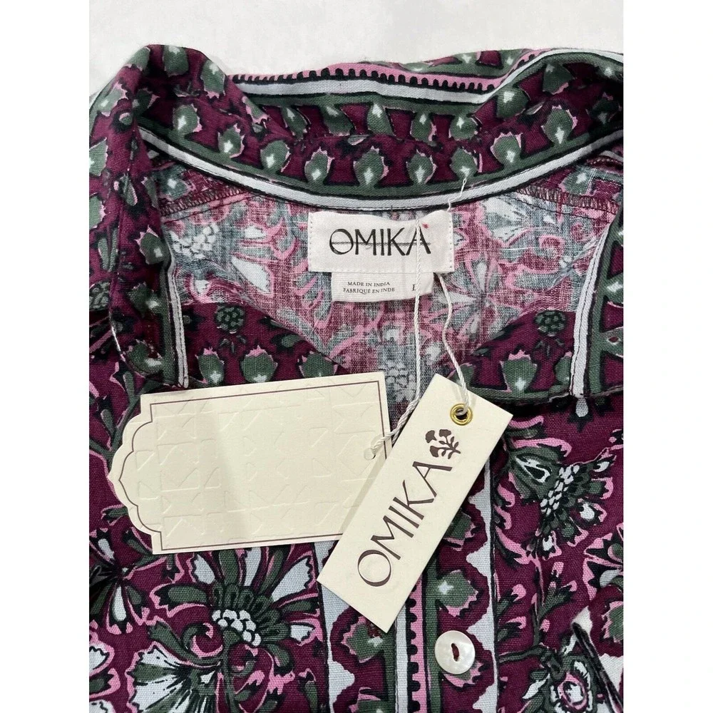 NWT Anthropologie Omika Women Lido Purple Floral Preppy Romper With Tie